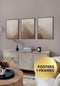 Set Of 3 Posters Caramel Birds Real Rose Gold + 3 Black Metallic Frames 50x70cm